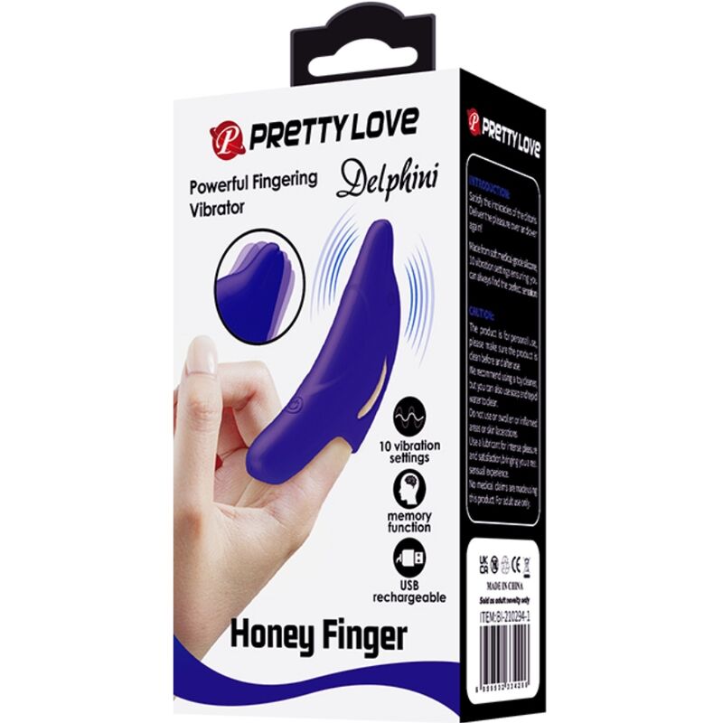 PRETTY LOVE - DELPHINI PODEROSO ESTIMULADOR DE DEDO AZUL ESCURO - Sexshoptuga  Sexshoptuga 