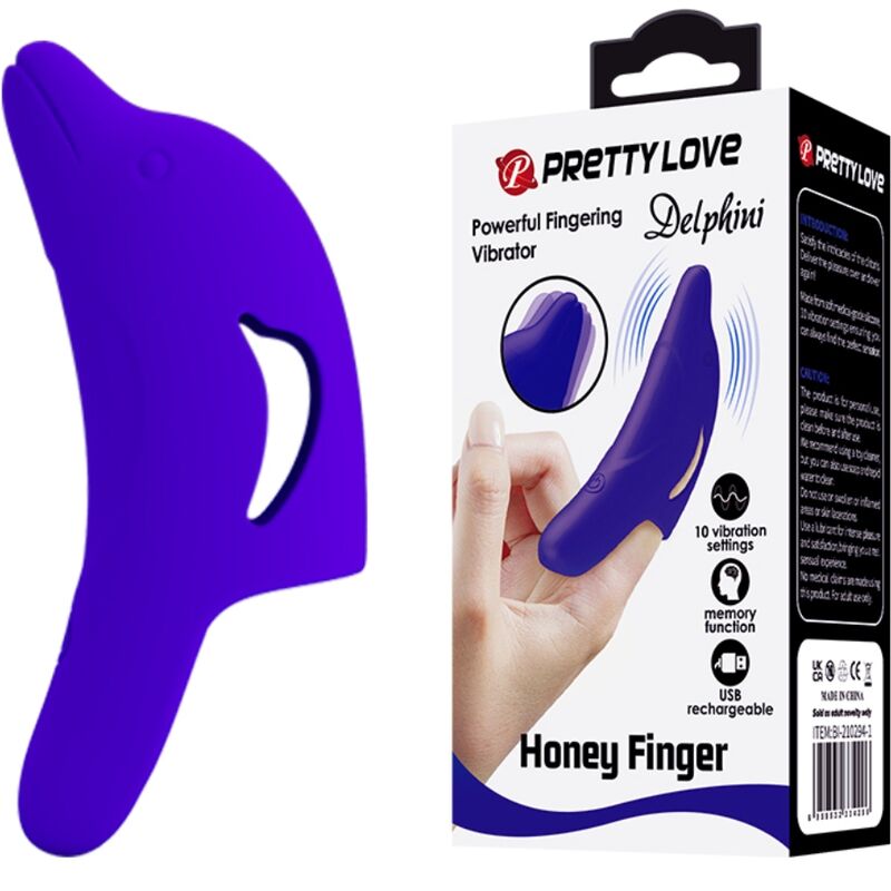 PRETTY LOVE - DELPHINI PODEROSO ESTIMULADOR DE DEDO AZUL ESCURO - Sexshoptuga  Sexshoptuga 