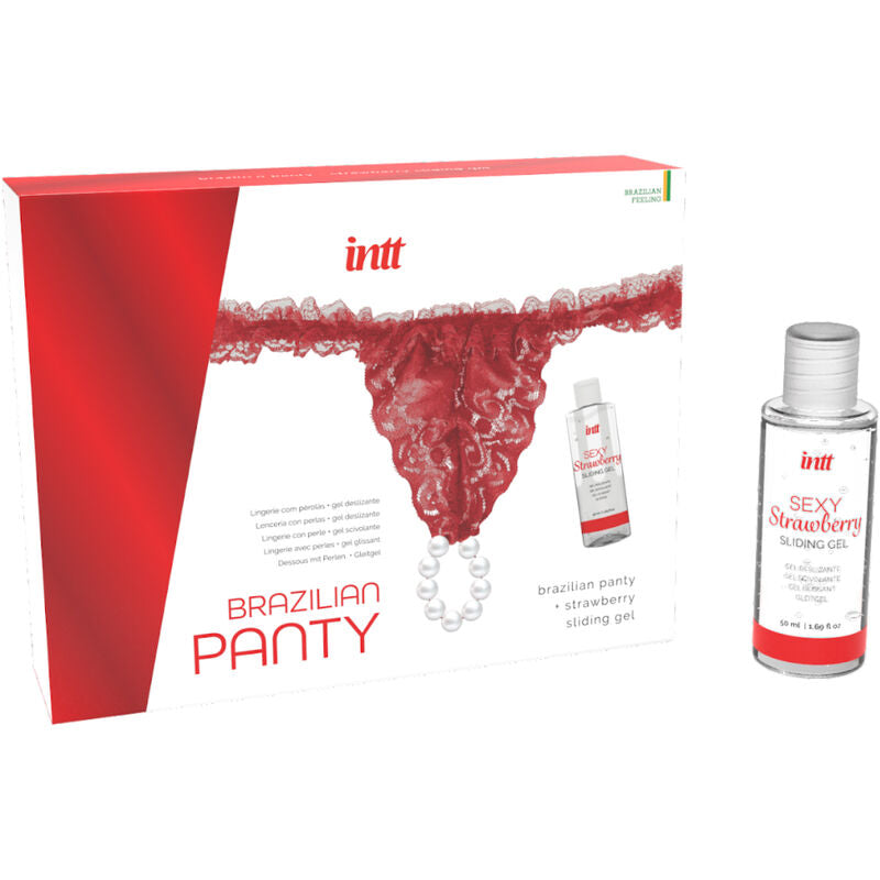 INTT RELEASES - CALÇA VERMELHA BRASILEIRA COM PÉROLAS E GEL LUBRIFICANTE 50 ML - Sexshoptuga  Sexshoptuga 