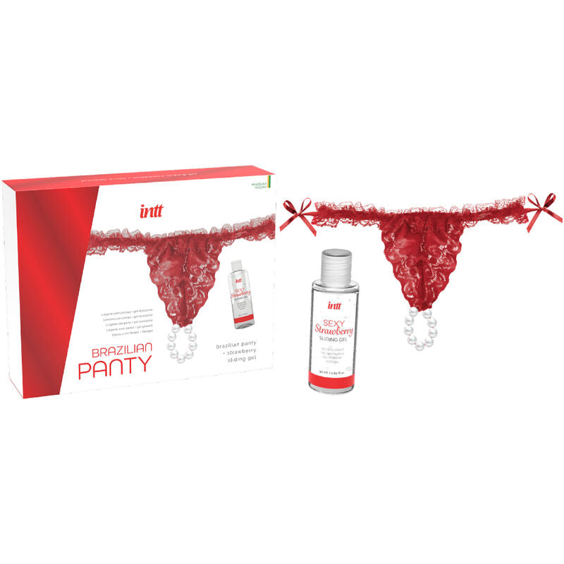 INTT RELEASES - CALÇA VERMELHA BRASILEIRA COM PÉROLAS E GEL LUBRIFICANTE 50 ML - Sexshoptuga  Sexshoptuga 