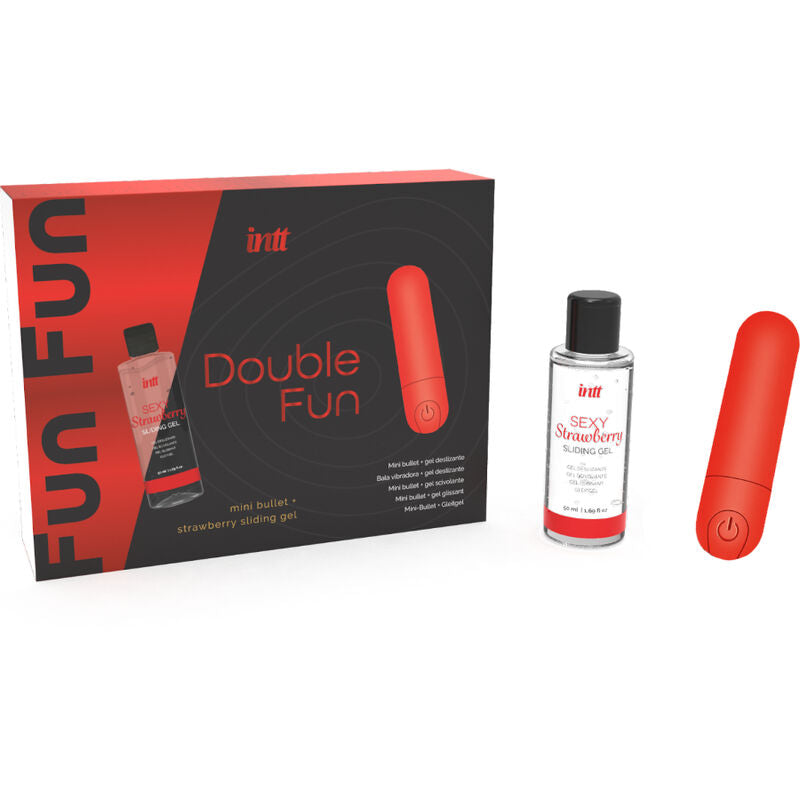 INTT RELEASES - DUPLO FUN KIT COM BALA VIBRANTE E GEL DE MASSAGEM DE MORANGO - Sexshoptuga  Sexshoptuga 