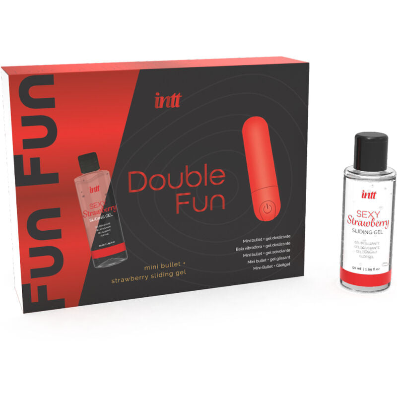 INTT RELEASES - DUPLO FUN KIT COM BALA VIBRANTE E GEL DE MASSAGEM DE MORANGO - Sexshoptuga  Sexshoptuga 