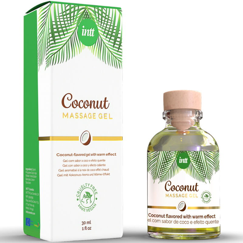 INTT - GEL DE MASSAGEM VEGANO COM SABOR DE COCO E EFEITO AQUECEDOR - Sexshoptuga  Sexshoptuga 