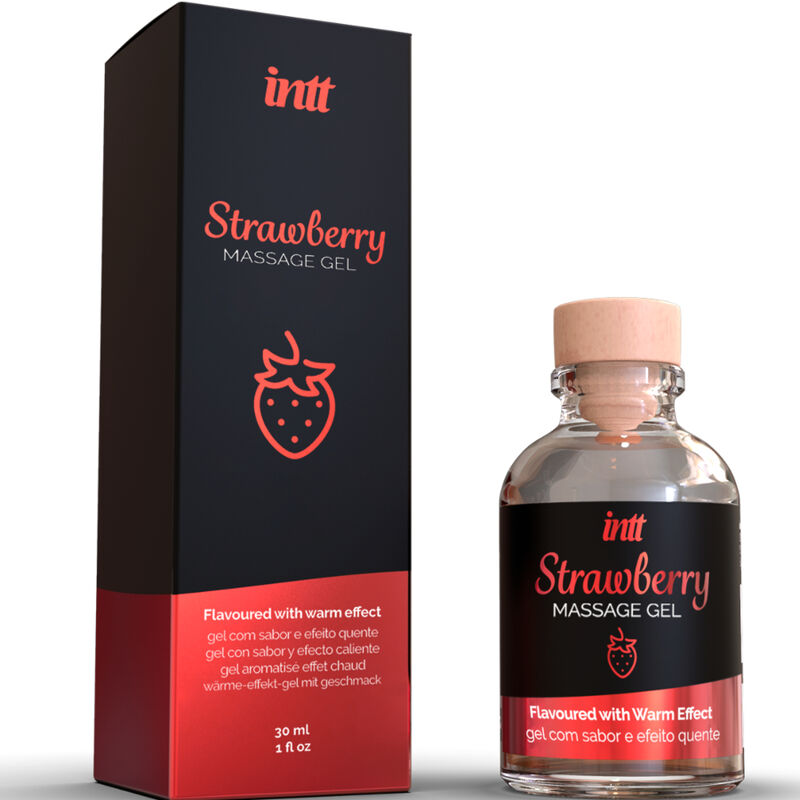 INTT MASSAGE & ORAL SEX - GEL DE MASSAGEM HOT EFFECT SABOR DE MORANGO - Sexshoptuga 