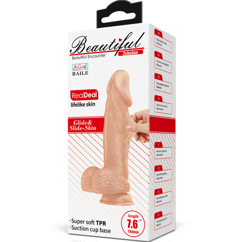 BAILE - PRETTY LOVE ENCONTRO ZEBULON DILDO REALÍSTICO FLEXÍVEL 19.4 CM NATURAL - Sexshoptuga 