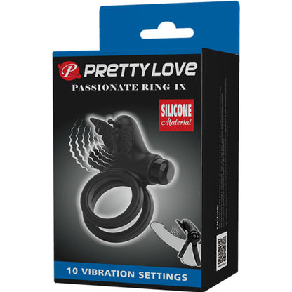 PRETTY LOVE - ANEL VIBRADOR DUPLO COM ESTIMULADOR PRETO - Sexshoptuga 