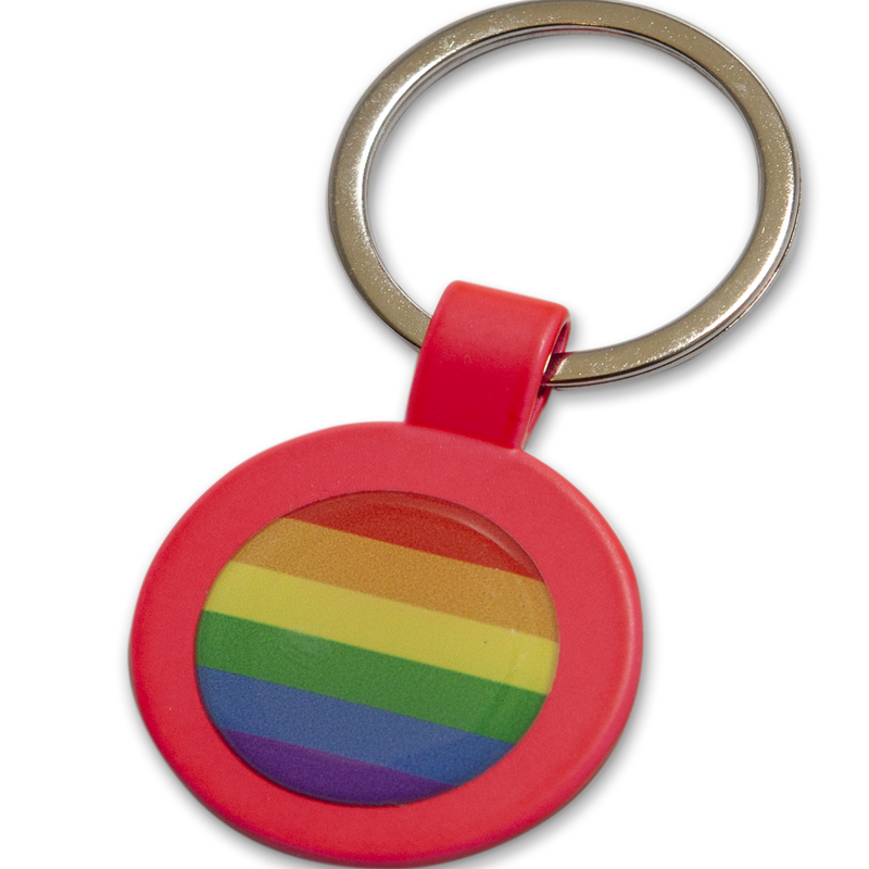 PRIDE - PORTA-CHAVES DE METAL FUSCIA PORTA-CHAVES REDONDO COM BANDEIRA LGBT - Sexshoptuga 