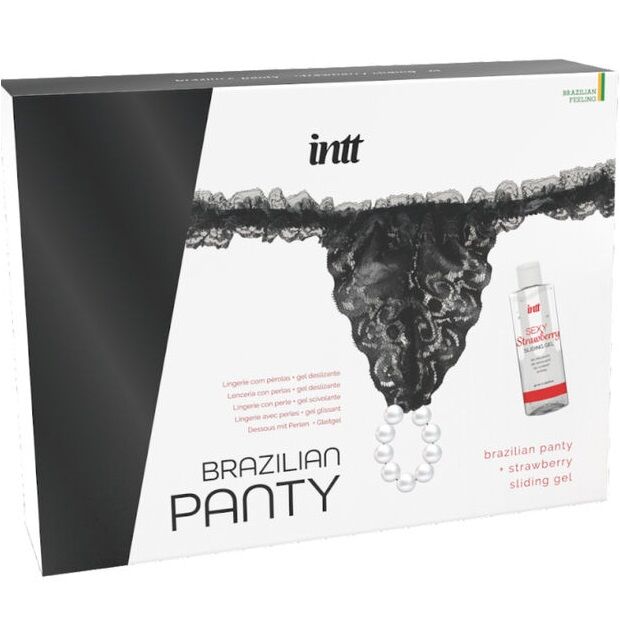 INTT RELEASES - CALÇA PRETA BRASILEIRA COM PÉROLAS E GEL LUBRIFICANTE 50 ML - Sexshoptuga 