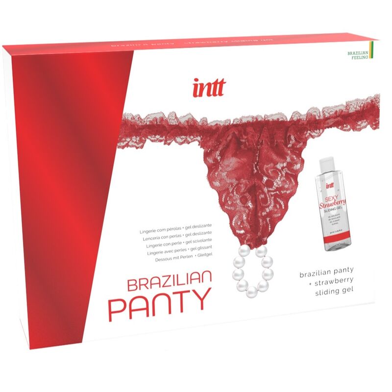 INTT RELEASES - CALÇA VERMELHA BRASILEIRA COM PÉROLAS E GEL LUBRIFICANTE 50 ML - Sexshoptuga  Sexshoptuga 