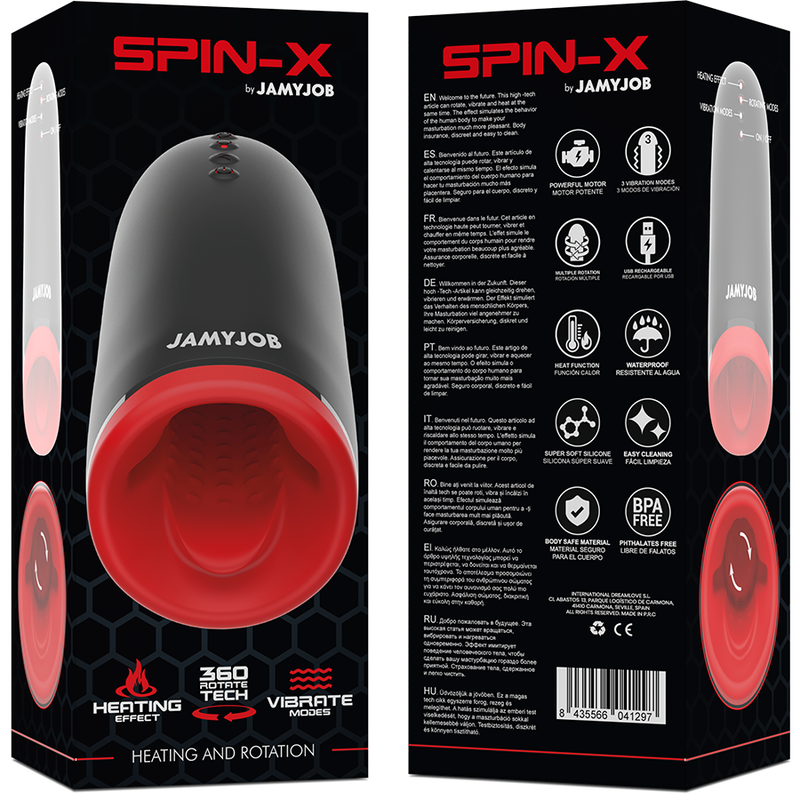 JAMYJOB - MASTURBADOR DE AQUECIMENTO E ROTAO SPIN-X - Sexshoptuga 