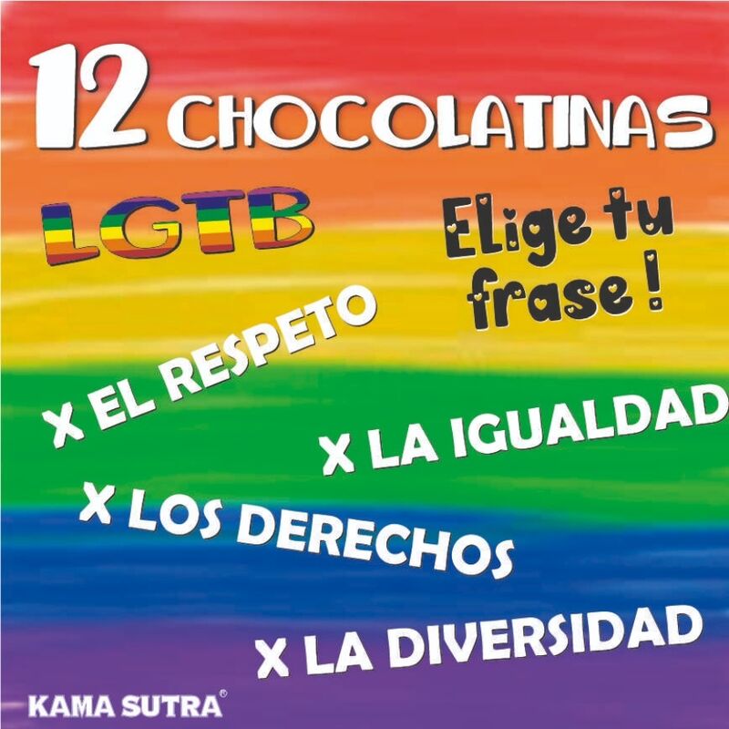 PRIDE - CAIXA DE 12 BARRAS DE CHOCOLATE COM BANDEIRA LGBT Sexshoptuga 