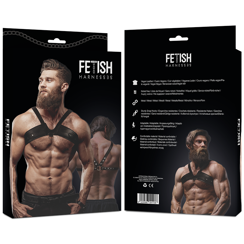 FETISH SUBMISSIVE ATTITUDE - ARNÊS DE PEITO DE COURO ECO BRIGADA MASCULINO - Sexshoptuga  Sexshoptuga 