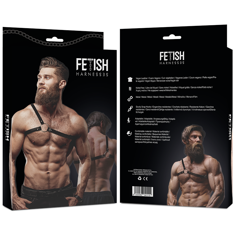 FETISH SUBMISSIVE - ATTITUDE ARNÊS DE COURO ECO DE OMBRO CRUZADO PARA HOMEM - Sexshoptuga  Sexshoptuga 