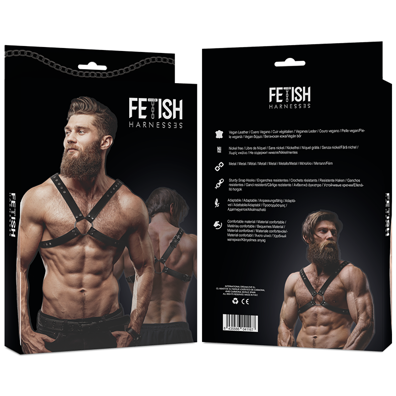 FETISH SUBMISSIVE ATTITUDE - ARNÊS DE COURO ECOLÓGICO DE PEITO CRUZADO PARA HOMEM - Sexshoptuga  Sexshoptuga 