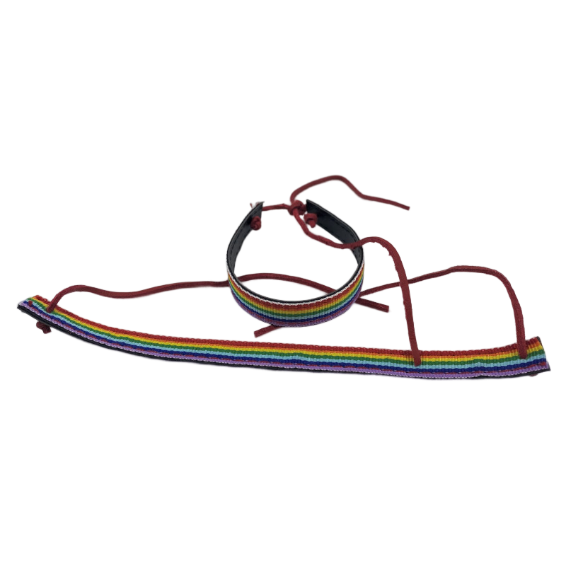 PRIDE - PULSEIRA DE COURO PRETO BANDEIRA LGBT - Sexshoptuga  Sexshoptuga 