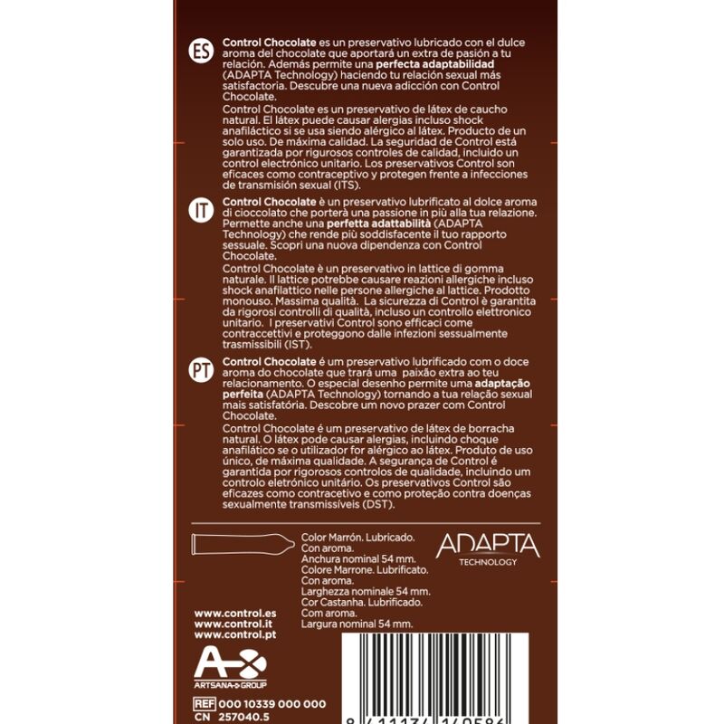 CONTROL - ADAPTA CHOCOLATE CONDOMS 12 UNITS - Sexshoptuga  Sexshoptuga 