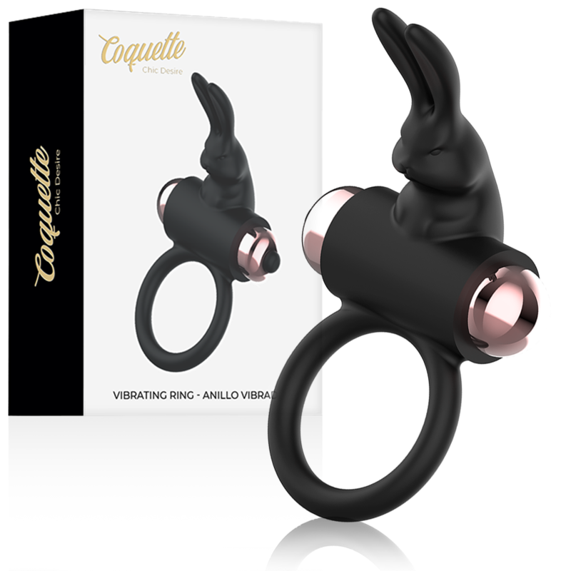 COQUETTE CHIC DESIRE - ANEL COM VIBRADOR PRETO/ OURO - Sexshoptuga 