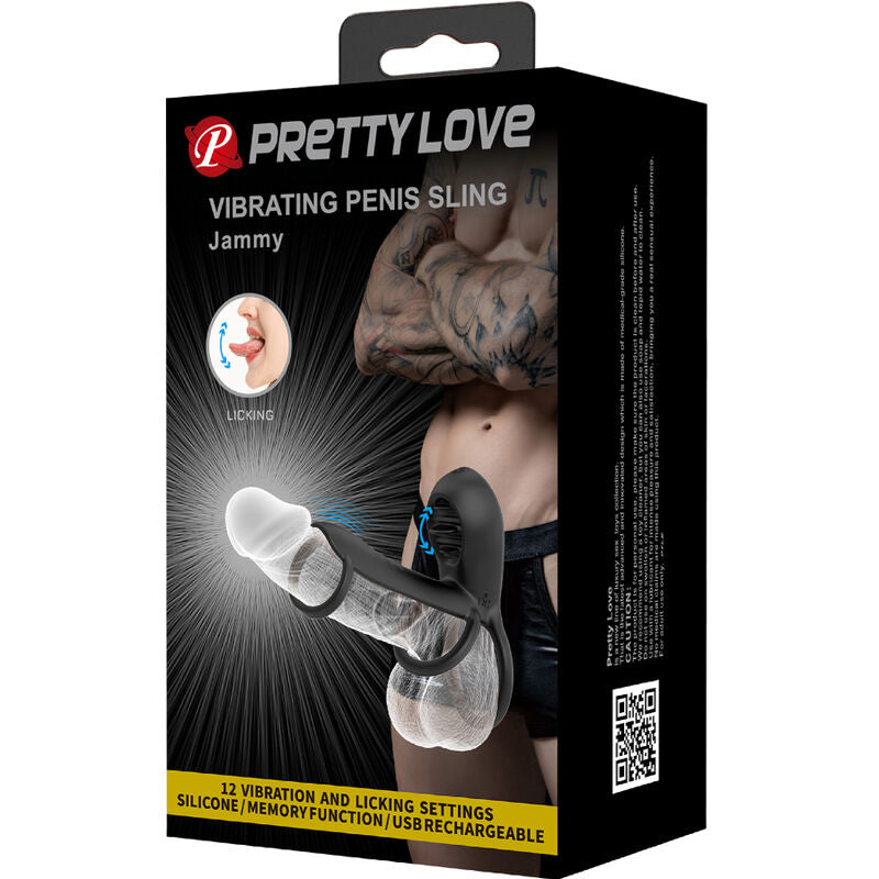 PRETTY LOVE - BAINHA DE PÊNIS JAMMY 12 VIBRAÕES COM LÍNGUA DE SILICONE RECARREGVEL - Sexshoptuga  Sexshoptuga 