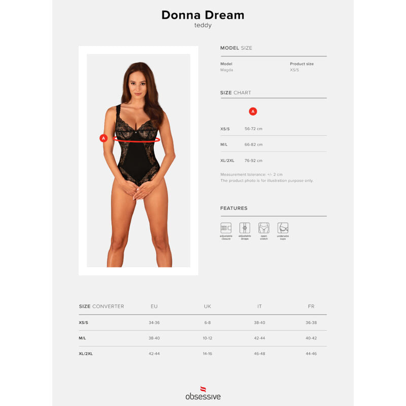 OBSESSIVE - DONNA DREAM CROTCHLESS TEDDY XS/S - Sexshoptuga  Sexshoptuga 