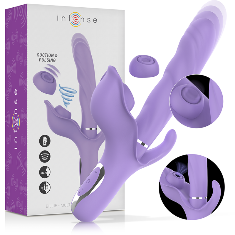 INTENSE - BILLIE MULTIFUNO VIBRADOR RECARREGVEL SUCO E PULSAO ROXO - Sexshoptuga 