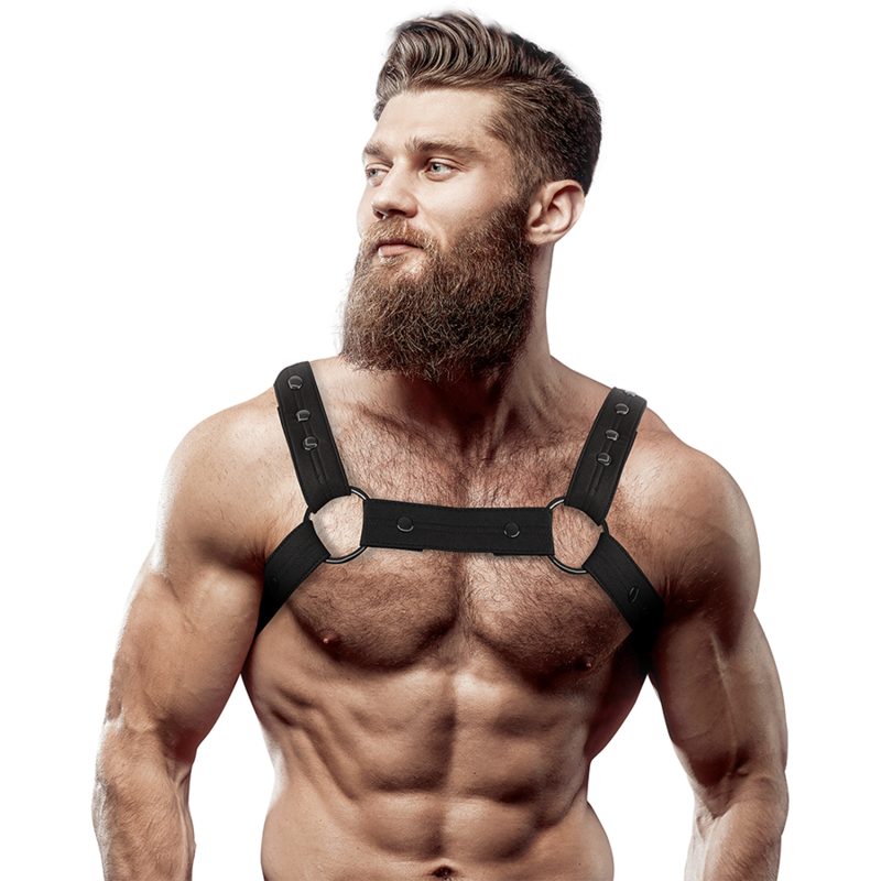 FETISH SUBMISSIVE ATTITUDE - ARNÊS ESPORTIVO DE PEITO DE NEOPRENE AJUSTVEL PARA HOMENS - Sexshoptuga  Sexshoptuga 