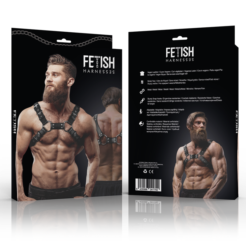 FETISH SUBMISSIVE ATTITUDE - ARNÊS DE BULLDOG DE PEITO DE COURO ECO AJUSTVEL PARA HOMEM - Sexshoptuga  Sexshoptuga 