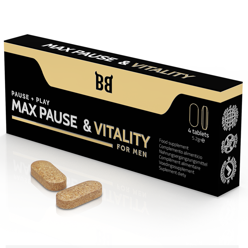 BLACK BULL - MAX PAUSE E RETARDANTE DE VITALIDADE PARA HOMENS 4 CÁPSULAS - Sexshoptuga Sexshoptuga 