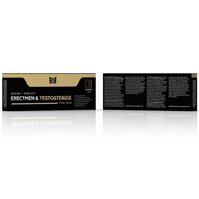 BLACK BULL - ERECTMEN & PODER DE TESTOSTERIDA E TESTOSTERONA PARA HOMENS 4 CÁPSULAS - Sexshoptuga