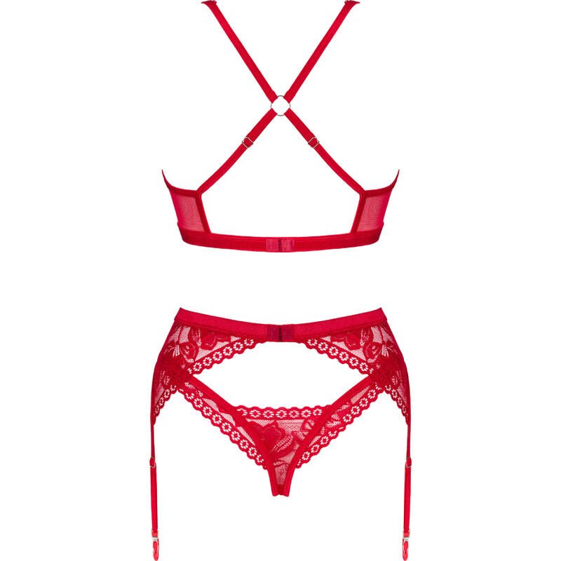 OBSESSIVE - CONJUNTO LACELOVE TRÊS PEAS VERMELHO XS/S - Sexshoptuga  Sexshoptuga 