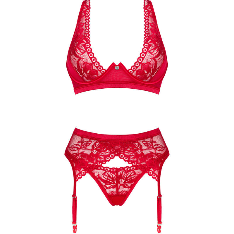 OBSESSIVE - CONJUNTO LACELOVE TRÊS PEAS VERMELHO XS/S - Sexshoptuga 