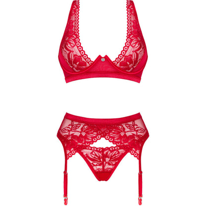 OBSESSIVE - CONJUNTO LACELOVE TRÊS PEAS VERMELHO XS/S - Sexshoptuga 