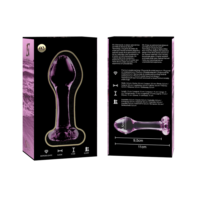 NEBULA SERIES BY IBIZA - MODELO 2 ANAL PLUG VIDRO BOROSILICADO TRANSPARENTE 11 CM -O- 3.5 CM - Sexshoptuga  Sexshoptuga 