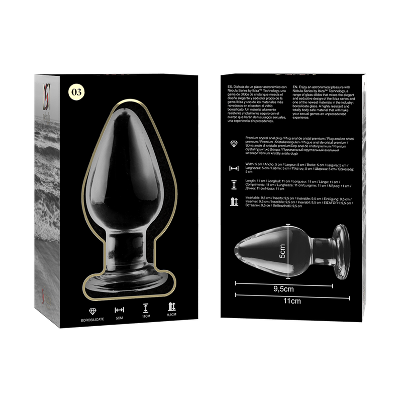 NEBULA SERIES BY IBIZA - MODELO 3 ANAL PLUG VIDRO BOROSILICADO TRANSPARENTE 11 CM -O- 5 CM - Sexshoptuga  Sexshoptuga 