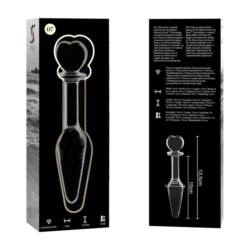 NEBULA SERIES BY IBIZA - MODELO 7 ANAL PLUG VIDRO BOROSILICADO TRANSPARENTE 13.5 CM -O- 3 CM - Sexshoptuga  Sexshoptuga 