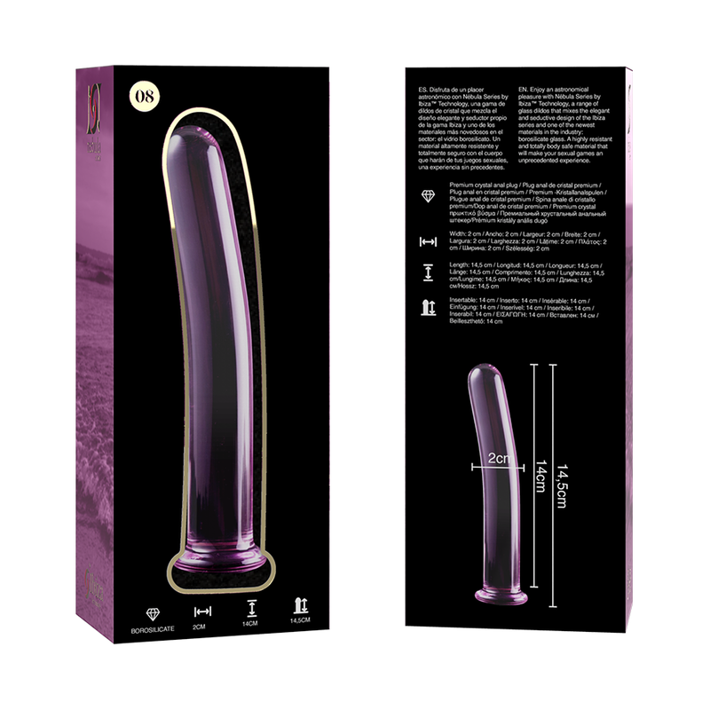 NEBULA SERIES BY IBIZA - MODELO 8 DILDO VIDRO BOROSILICADO TRANSPARENTE 14.5 CM -O- 2 CM - Sexshoptuga  Sexshoptuga 