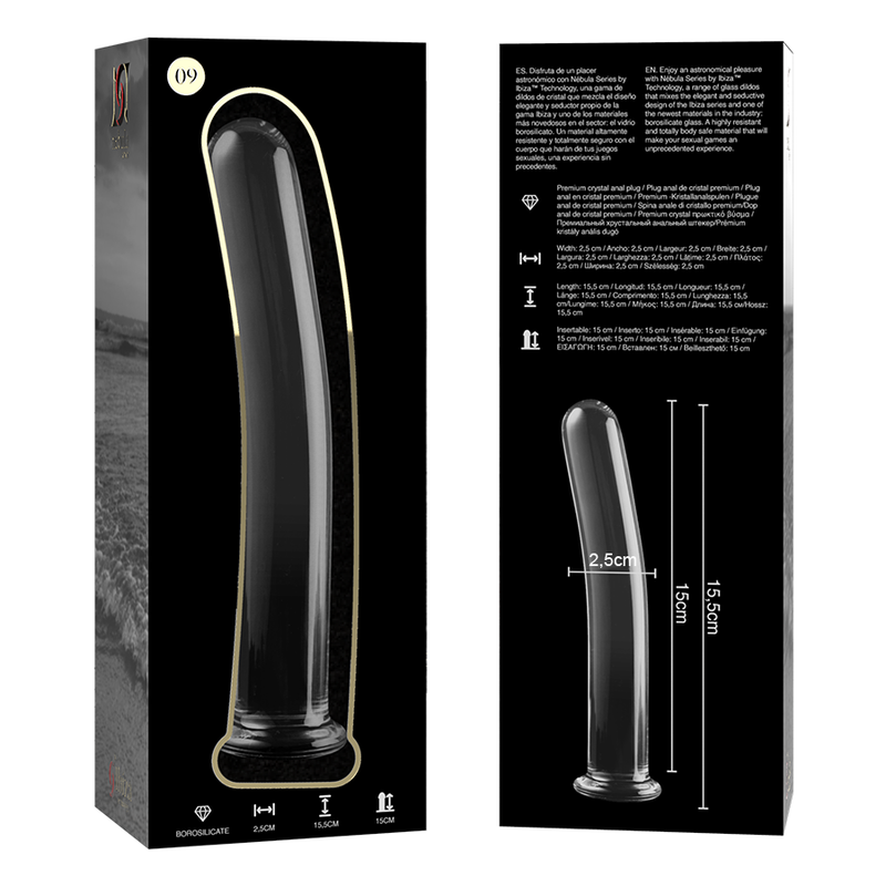 NEBULA SERIES BY IBIZA - MODELO 9 DILDO VIDRO BOROSILICADO TRANSPARENTE 15.5 CM -O- 2.5 CM - Sexshoptuga  Sexshoptuga 