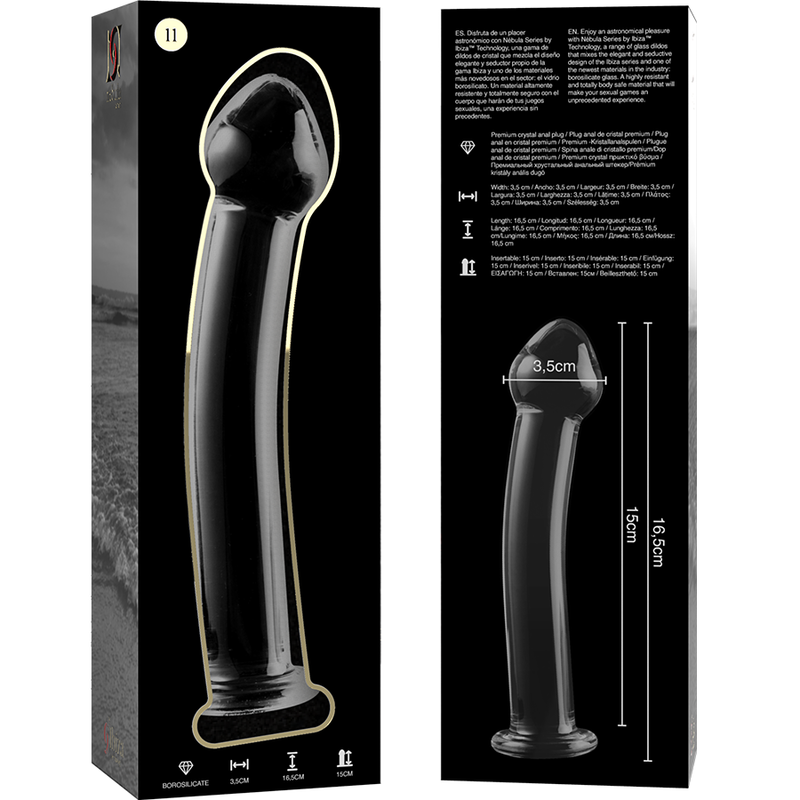 NEBULA SERIES BY IBIZA - MODELO 11 DILDO VIDRO BOROSILICADO TRANSPARENTE 16 CM -O- 3 CM Sexshoptuga 