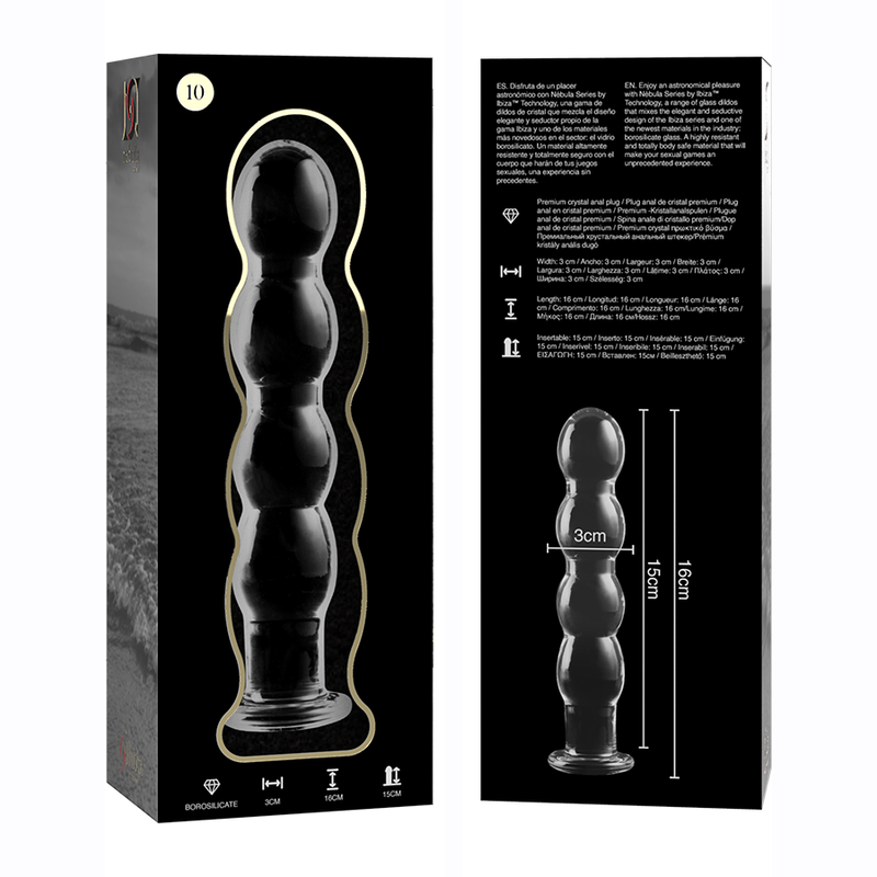 NEBULA SERIES BY IBIZA - MODELO 10 DILDO VIDRO BOROSILICADO TRANSPARENTE 16.5 CM -O- 3.5 CM - Sexshoptuga  Sexshoptuga 