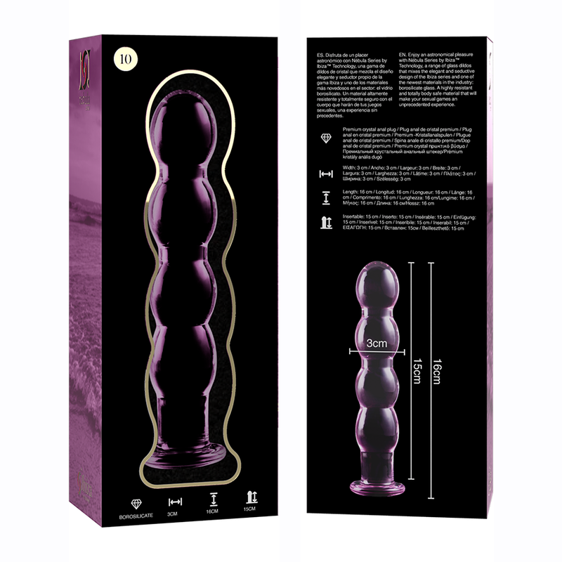 NEBULA SERIES BY IBIZA - MODELO 10 DILDO VIDRO BOROSILICADO TRANSPARENTE 16.5 CM -O- 3.5 CM - Sexshoptuga  Sexshoptuga 