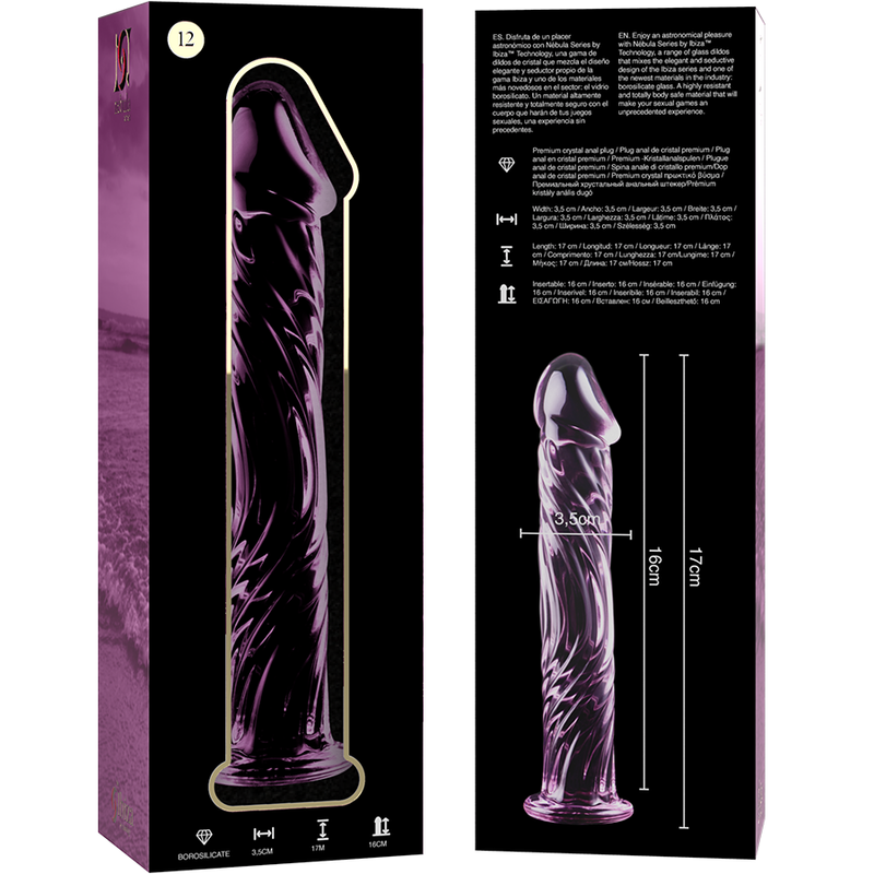 NEBULA SERIES BY IBIZA - MODELO 12 DILDO VIDRO BOROSILICADO TRANSPARENTE 17 CM -O- 3.5 CM Sexshoptuga 