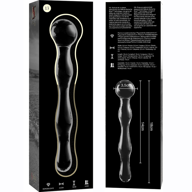 NEBULA SERIES BY IBIZA - MODELO 13 DILDO VIDRO BOROSILICADO TRANSPARENTE 18 CM -O- 3.5 CM - Sexshoptuga  Sexshoptuga 