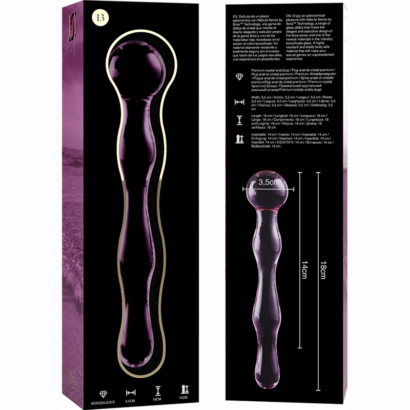 NEBULA SERIES BY IBIZA - MODELO 13 DILDO VIDRO BOROSILICADO TRANSPARENTE 18 CM -O- 3.5 CM - Sexshoptuga  Sexshoptuga 