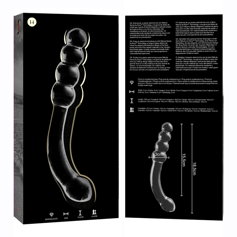 NEBULA SERIES BY IBIZA - MODELO 14 DILDO VIDRO BOROSILICADO TRANSPARENTE 18.5 CM -O- 3 CM - Sexshoptuga  Sexshoptuga 