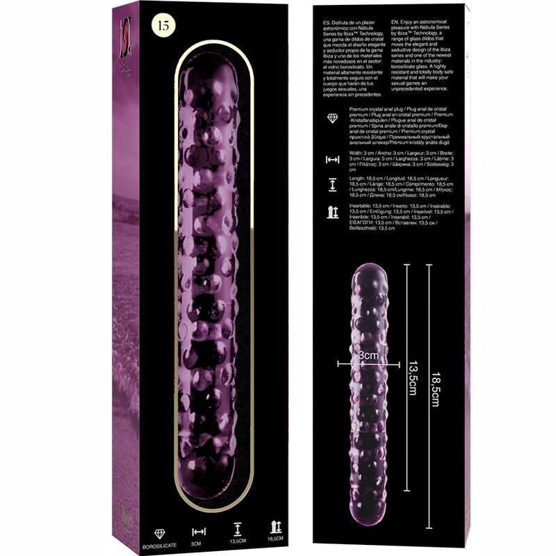 NEBULA SERIES BY IBIZA - MODELO 15 DILDO VIDRO BOROSILICADO TRANSPARENTE 18.5 CM -O- 3 CM - Sexshoptuga  Sexshoptuga 