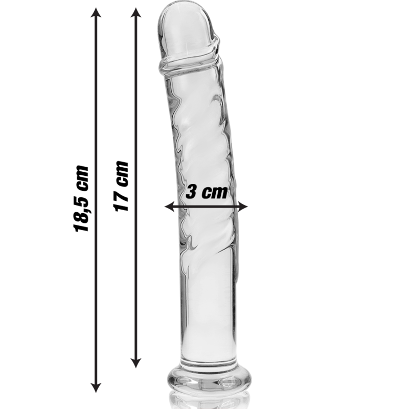 NEBULA SERIES BY IBIZA - MODELO 16 DILDO VIDRO BOROSILICADO TRANSPARENTE 18.5 CM -O- 3 CM - Sexshoptuga  Sexshoptuga 