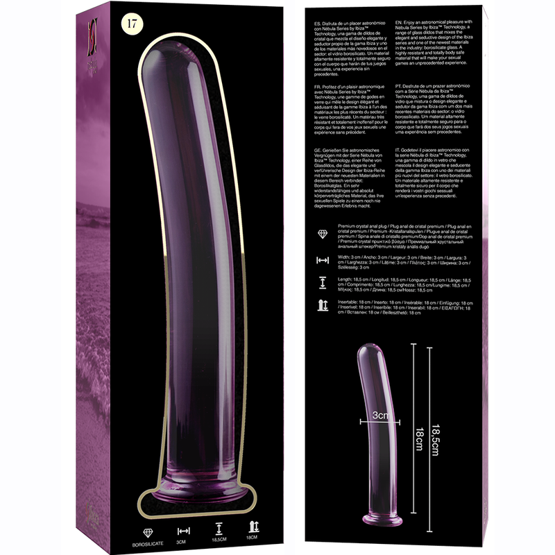 NEBULA SERIES BY IBIZA - MODELO 17 DILDO VIDRO BOROSILICADO TRANSPARENTE 18.5 CM -O- 3 CM - Sexshoptuga  Sexshoptuga 