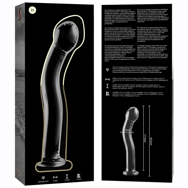 SÉRIE NEBULA BY IBIZA - MODELO 18 DILDO VIDRO BOROSILICADO TRANSPARENTE 18.5 CM -O- 3.5 CM - Sexshoptuga  Sexshoptuga 