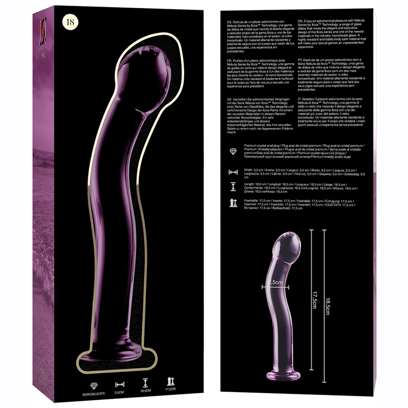 SÉRIE NEBULA BY IBIZA - MODELO 18 DILDO VIDRO BOROSILICADO TRANSPARENTE 18.5 CM -O- 3.5 CM - Sexshoptuga  Sexshoptuga 