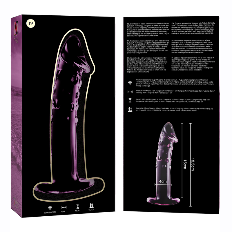 NEBULA SERIES BY IBIZA - MODELO 19 DILDO VIDRO BOROSILICADO TRANSPARENTE 18.5 CM -O- 4 CM - Sexshoptuga  Sexshoptuga 