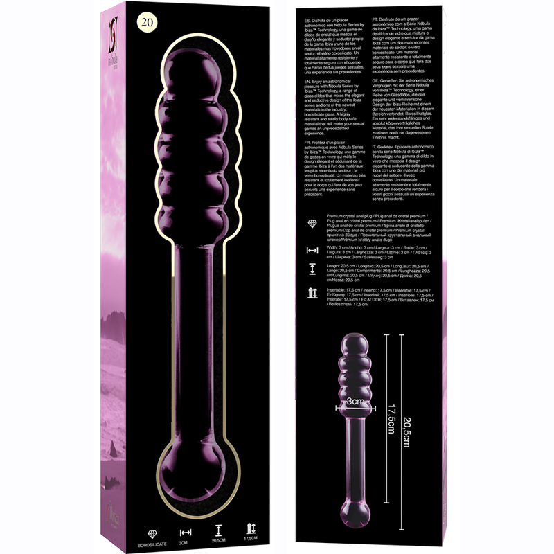 NEBULA SERIES BY IBIZA - MODELO 20 DILDO VIDRO BOROSILICADO TRANSPARENTE 20.5 CM -O- 3 CM